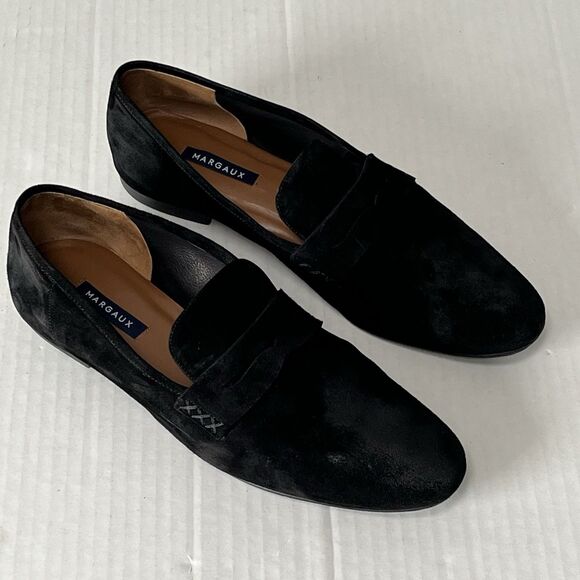 Margaux The Penny Loafer Womens Black Classic Suede Slip On Comfort Flats US 12W - Picture 2 of 14